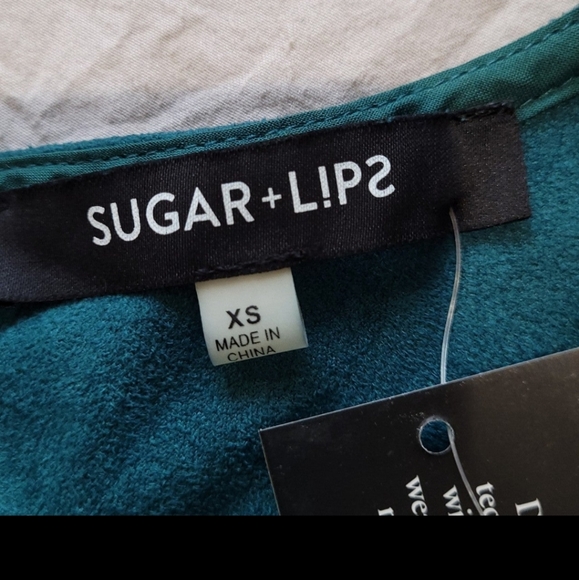 NWT Sugar Lips Size XS EMERALD Green fit and flare Micro suade texture Dress. - Picture 3 of 10